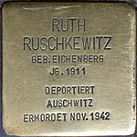 Ruth Ruschkewitzin (Schönbornstrasse 3) kompastuskivi