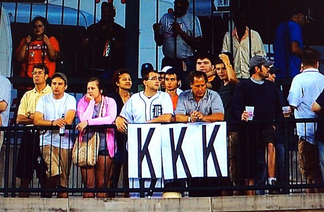 Detroit Tigers fan keep track of their starting pitcher's strikeouts during a game in 2010, with each 'K' representing one strikeout.