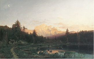 Evening Landscape on the Hintersee [de] with a View of the Hoher Goll Studer-Hintersee.png