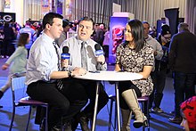 WLNE reporters at the Super Bowl Experience in Minnesota for Super Bowl LII. Super Bowl LII experience reporters.jpg