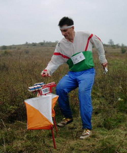 An orienteer at a control point