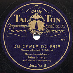 דיסק של המנון שוודיה משנת 1930