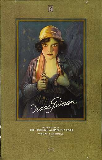 Advertisement for Frohman Amusement Corp featuring Texas Guinan Texas Guinan.jpg