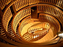 The university houses the oldest surviving permanent anatomical theatre in Europe, dating from 1595 Theatre-anatomique-Padoue.JPG