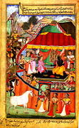 Ladies of Krishna's Harem are shown the Sacrificial Horse. By Bhagwan