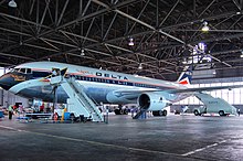 The Spirit of Delta in the restoration hangar.