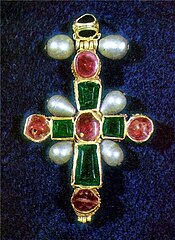Golden cross of Queen Tamar, composed of rubies, emeralds, and large pearls