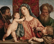 Kirschenmadonna um 1515, Kunsthistorisches Museum, Wien (Quelle: Wikimedia)