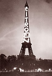 The Eiffel Tower served as a billboard for Citroën from 1925 to 1934.