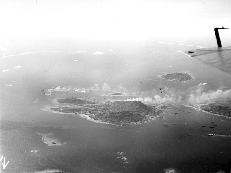 File:Truk Atoll under attack in February 1944 - aerial view.jpg