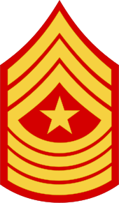 Rank insignia of the SMMC from 1957 to 1970; became the rank insignia for a sergeant major afterwards. USMC-E9-SGM.svg