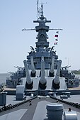 USS Alabama's forward guns and deck in 2008