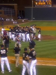 Vanderbilt celebrates the Super Regional win Vanderbilt - Oregon State.jpg