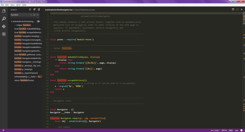 File:Visual Studio Code 0.10.1 on Windows 7, with search.png