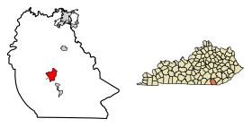 Whitley County Kentucky Incorporated and Unincorporated areas Williamsburg Highlighted 2183334.svg