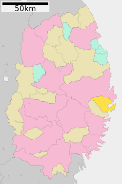 Location of Yamada in Iwate Prefecture