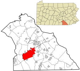 Localização no condado de York e no estado da Pensilvânia.