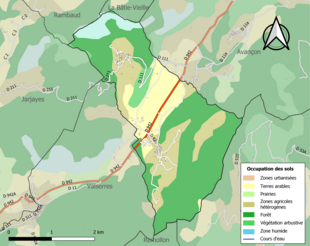 Kolorowa mapa przedstawiająca użytkowanie gruntów.