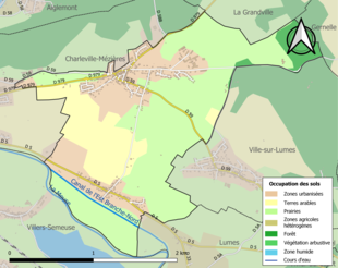 Carte en couleurs présentant l'occupation des sols.