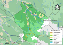 Mapa de colores que muestra el uso de la tierra.