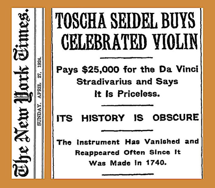 File:19240427 Toscha Seidel buys Da Vinci Stradivarius violin - $25,000 - New York Times.jpg