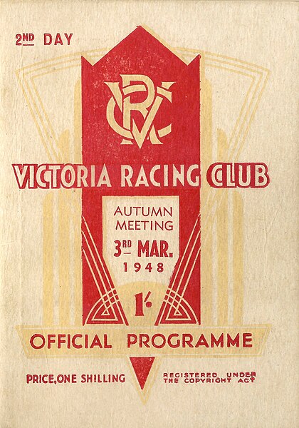 Front cover 1948 VRC Ascot Vale Stakes racebook