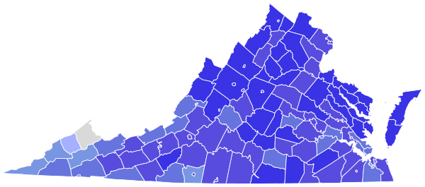1952 United States Senate election in Virginia results map by county.svg