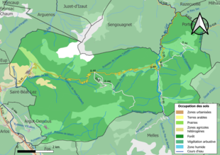 Kolorowa mapa przedstawiająca użytkowanie gruntów.