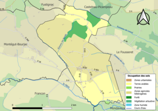 Mapa de colores que muestra el uso de la tierra.