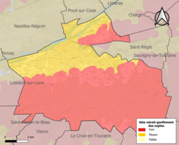 Carte des zones d'aléa retrait-gonflement des sols argileux d'Amboise.