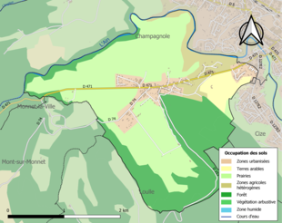 Carte en couleurs présentant l'occupation des sols.