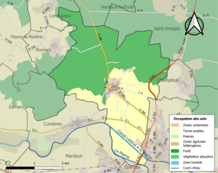 Carte en couleurs présentant l'occupation des sols.