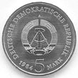 5 Mark DDR 1984 - Leipzig,Thomaskirche - Wertseite.JPG