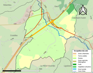 Mapa colorido mostrando o uso da terra.