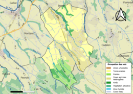 Kolorowa mapa przedstawiająca użytkowanie gruntów.