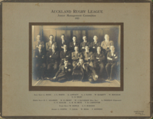 Takapuna secretary (Wilfred Dowle) in the front left ARL Junior Management Commitee 1922.png