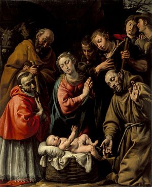 Adoration of the Shepherds with Saints Francis and Carlo Borromeo