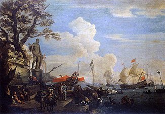 Puerto mediterráneo con comerciantes turcos