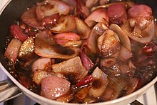 A saucepan of onion with agrodolce sauce Agrodolce.jpg