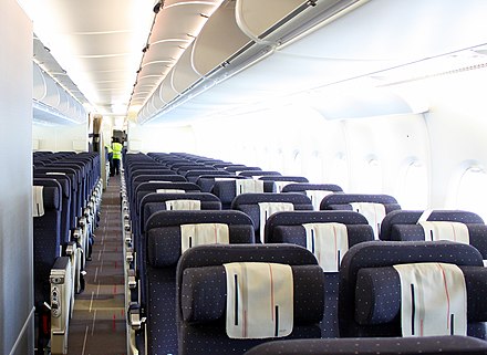 The Economy cabin on a former Air France Airbus A380-800