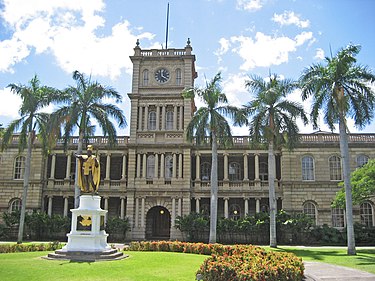 Ali`iolani Hale, in Honolulu, the building where the Hawai`i State Supreme Court meets Aliiolanihale.jpg