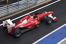 Fernando Alonso's Ferrari F150 Italia in the pit lane, in the Formula One 2011 British Grand Prix Alonso at pit-lane 2011 British GP.jpg
