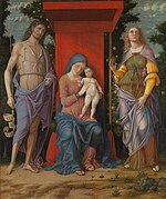 Andrea Mantegna - Madonna in Glory with Saint John the Baptist, Saint Gregory the Great, Saint Benedict and Saint Jerome - 1497.jpg