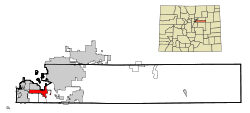 Arapahoe County Colorado Incorporated and Unincorporated areas Greenwood Village Highlighted.svg