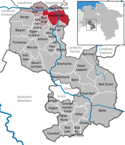 Läget för kommunen Badbergen i Landkreis Osnabrück