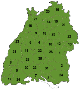 Kaart van Baden-Württemberg