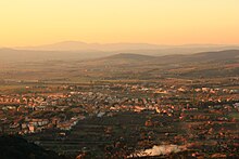 The town of Bagno di Gavorrano at sunset.
