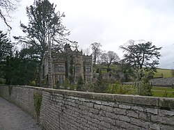 The stone facade of Holme Hall