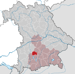 Fürstenfeldbruck ilçesinin Bavyera'daki konumu