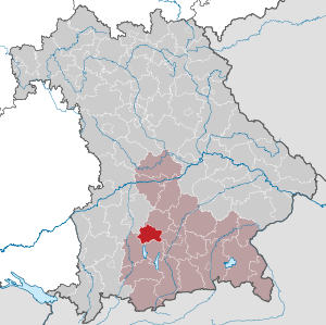 バイエルン州におけるフュルステンフェルトブルック郡の位置